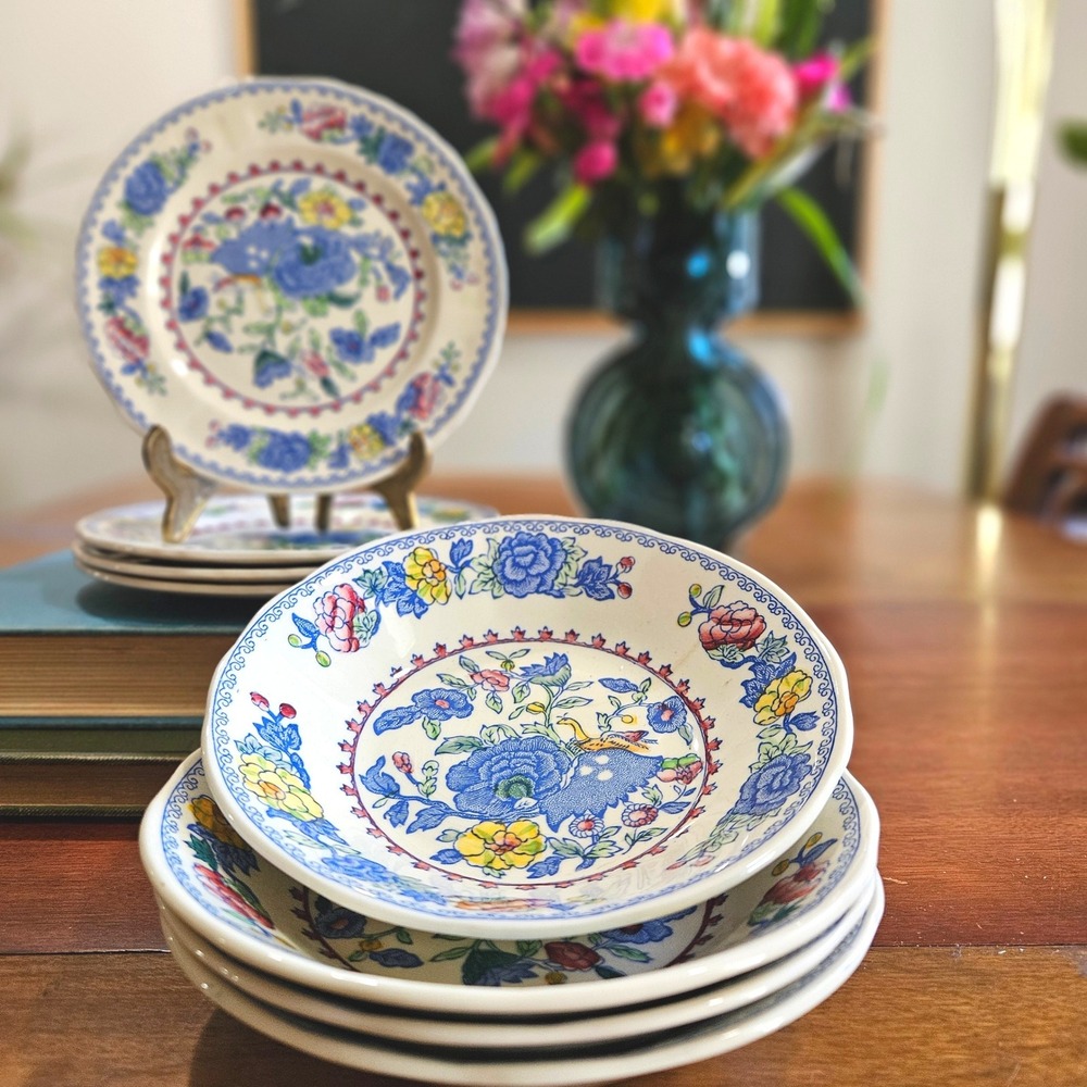 Mason's Regency Ironstone England C4475 8 Pc Set 4 Soup Bowls 4 Plates Floral